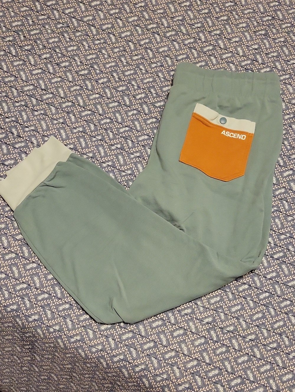 Ascend Sage Joggers with Orange Pocket Accent